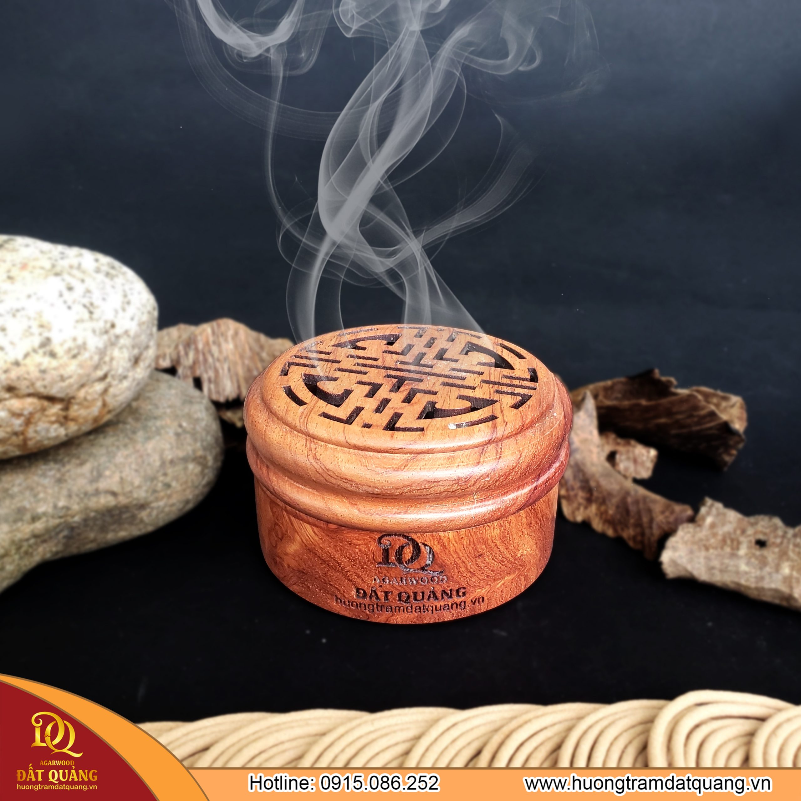 Bộ Thưởng Trầm nhang vòng Hương Trầm Đất Quảng - Xông đốt trầm hương trong oto, thiền, yoga